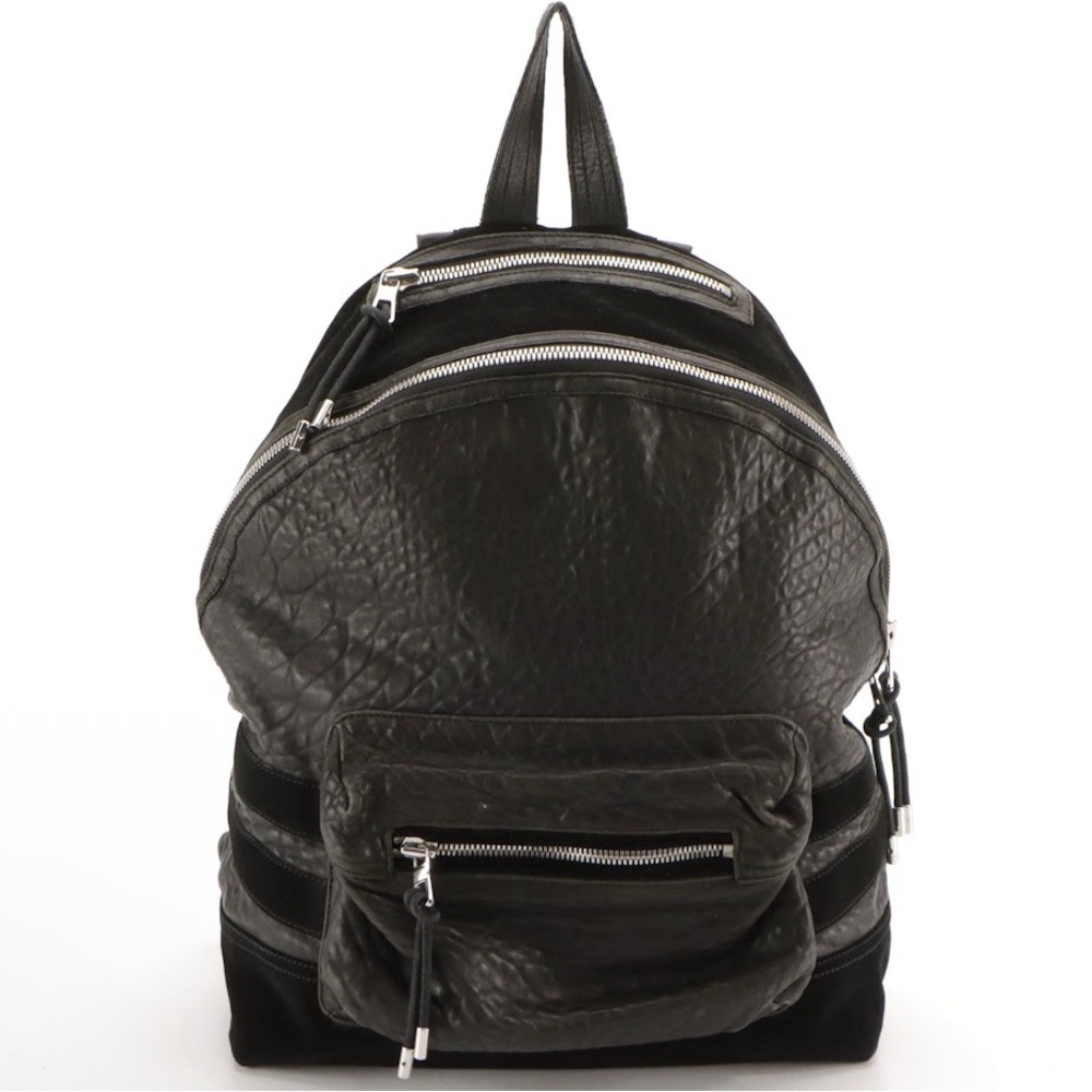 Balmain x H&M Slouchy Backpack in Black Suede and Rippled Leather - GUC